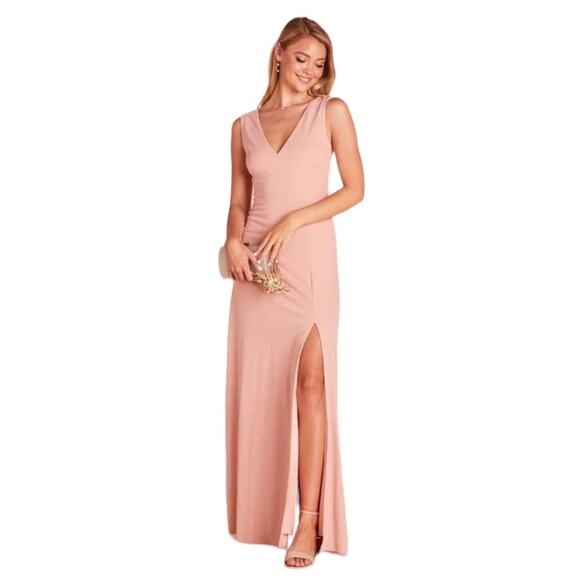BIRDY GREY Shamin V Neck Crepe Gown in Rose Quartz - Picture 1 of 8